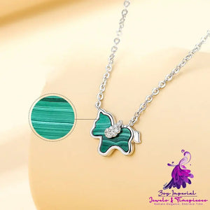 S925 Silver Ferris wheel Little Green Horse Necklace