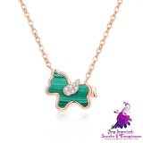 S925 Silver Ferris wheel Little Green Horse Necklace