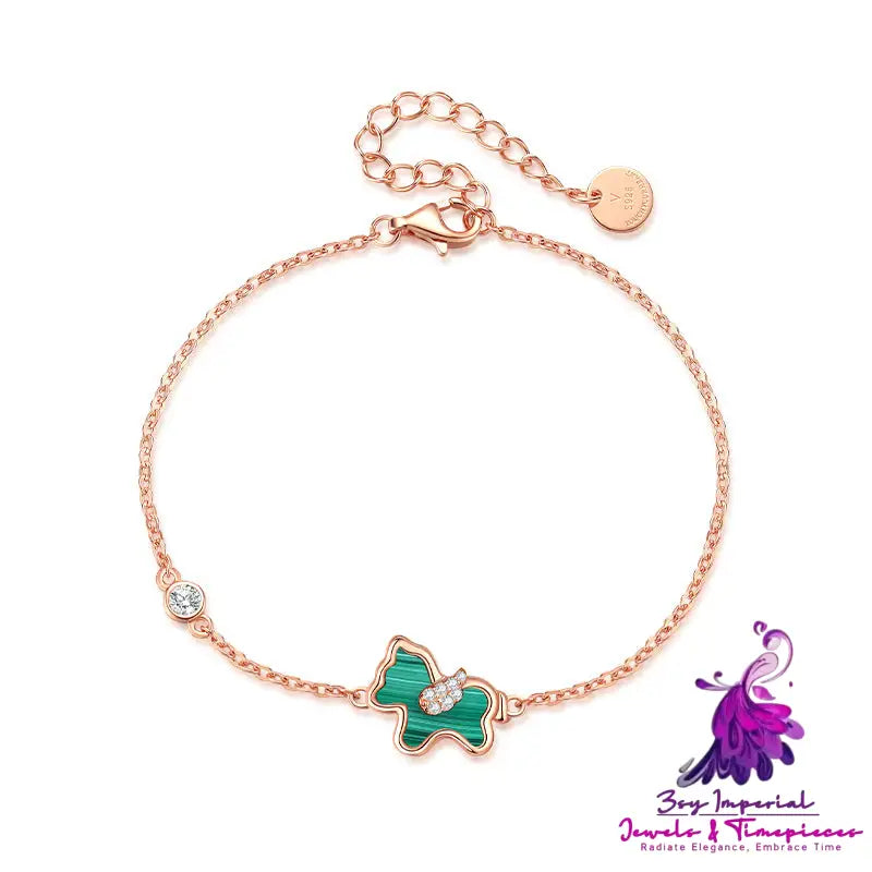 S925 Silver Ferris wheel Little Green Horse Necklace