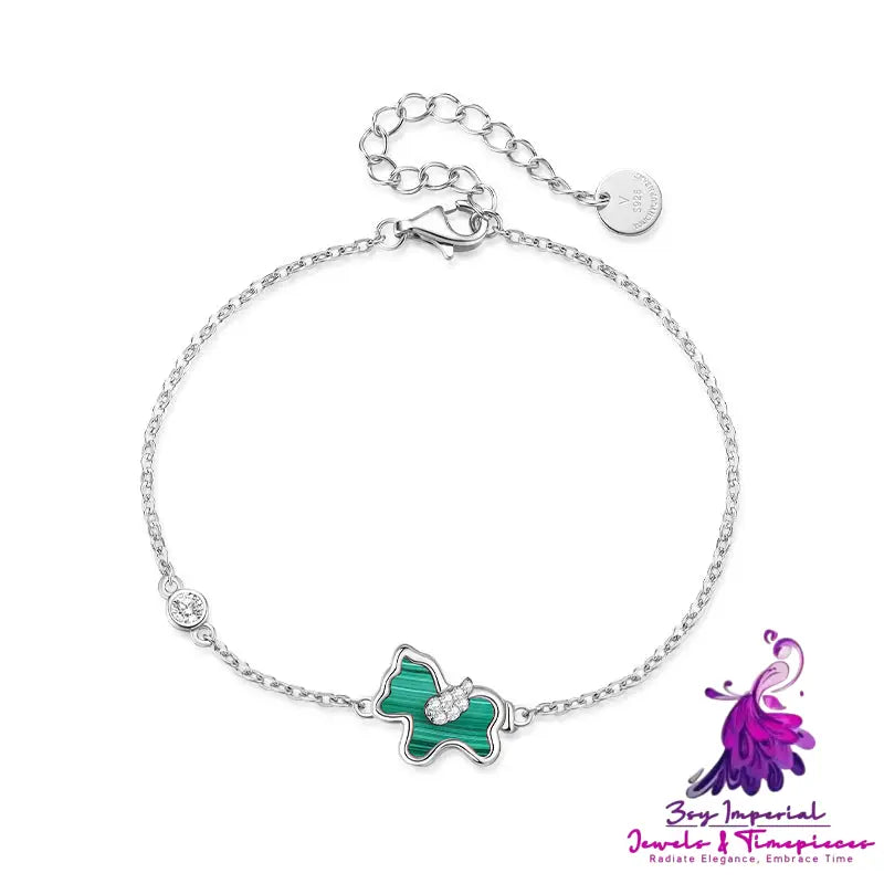 S925 Silver Ferris wheel Little Green Horse Necklace