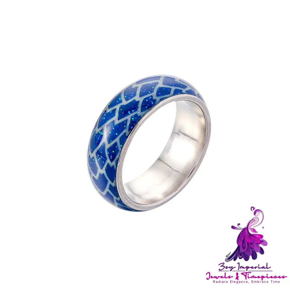 Luminous Fish Scale Stainless Steel Ring