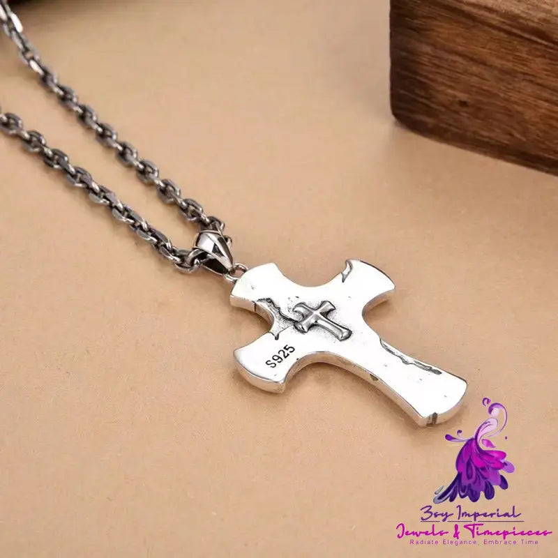 Sterling Silver Small Fission Cross Pendant