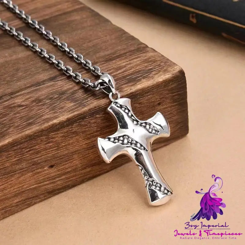 Sterling Silver Small Fission Cross Pendant