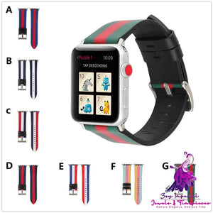 Flag Pattern Leather Watch Strap