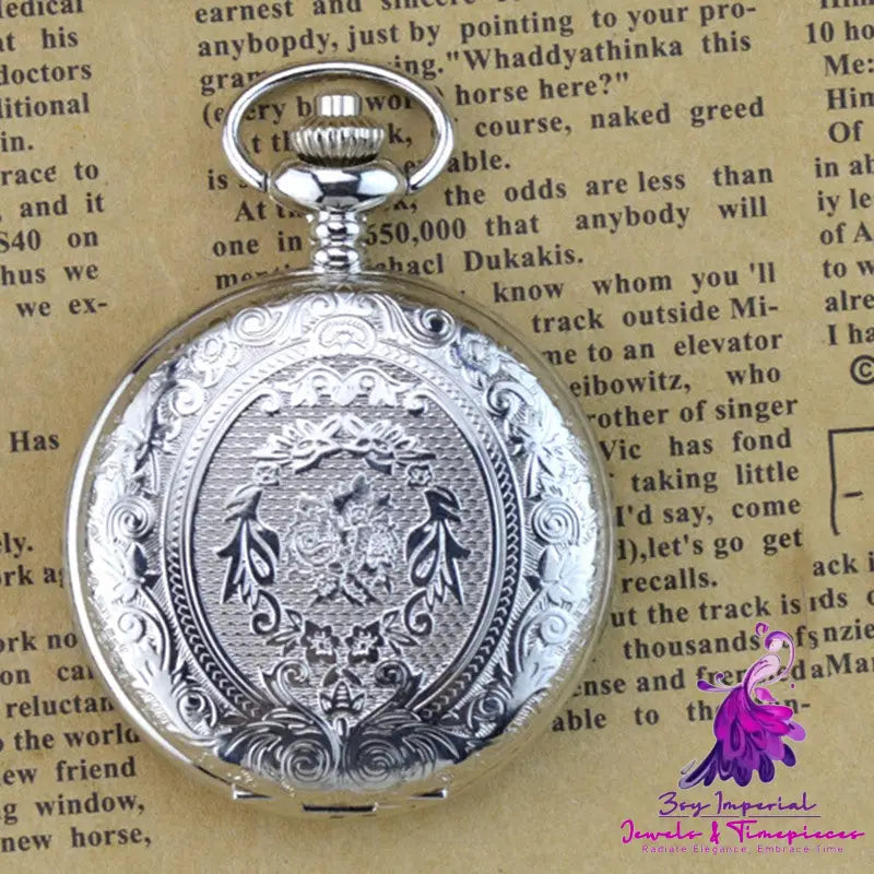 Retro Flip Hollow Pocket Watch for Women