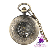 Flip Magnifier Hollow Vintage Roman Digital Pocket Watch