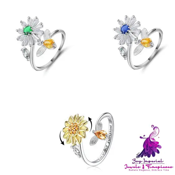 Floral Bee Spinner Ring