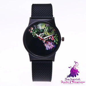 Silicone Mesh Floral Unisex Watch