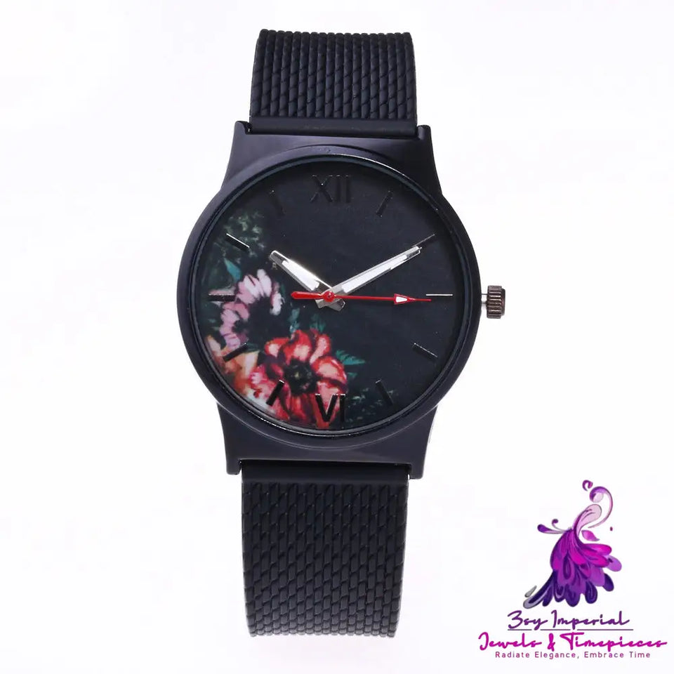 Silicone Mesh Floral Unisex Watch