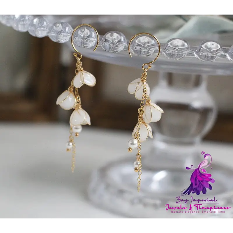 Handmade Flower Bell Orchid Petal Flower Long Tassel