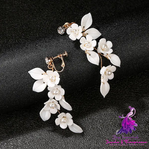 Handmade White Ceramic Flower Earpieces