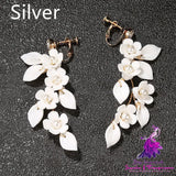 Handmade White Ceramic Flower Earpieces