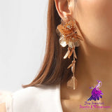 Rhinestone-embedded Flower Earrings