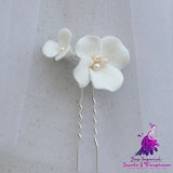 White Ceramic Flower Hair Fork Simple Big Flower