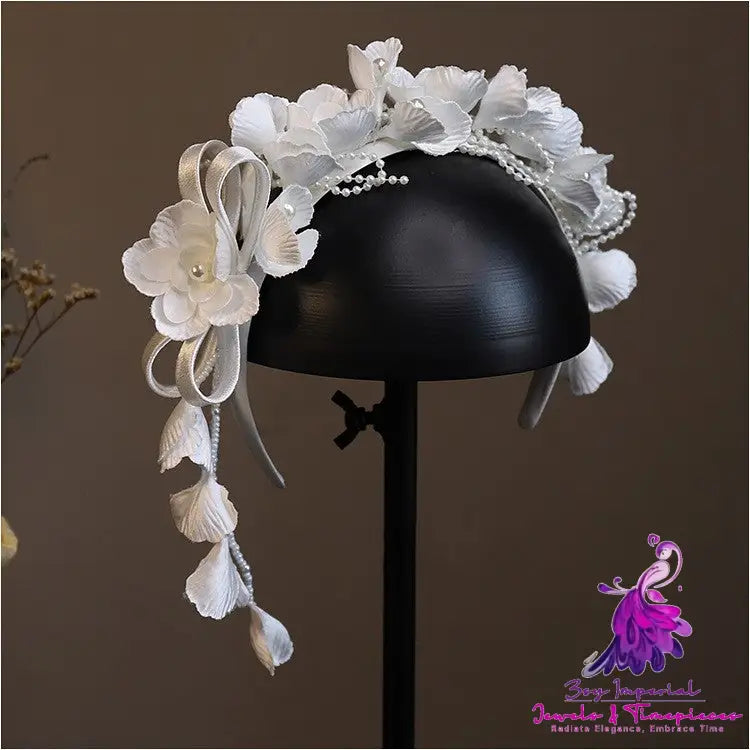 Satin Embossed Flower Hair Hoop