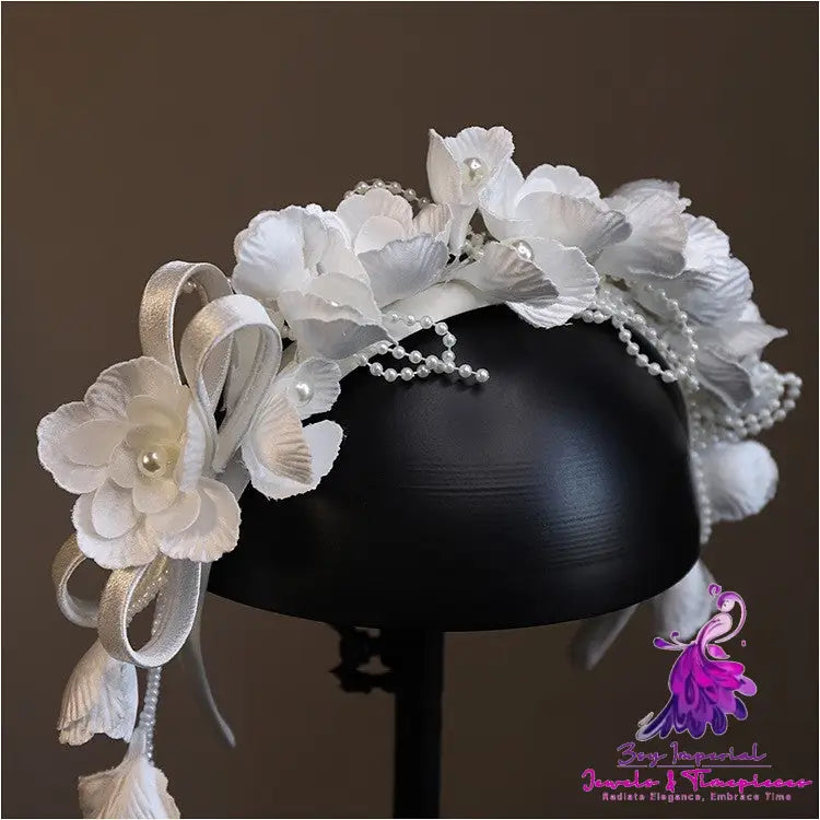 Satin Embossed Flower Hair Hoop