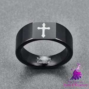 Personalized Cut Flower Tungsten Ring