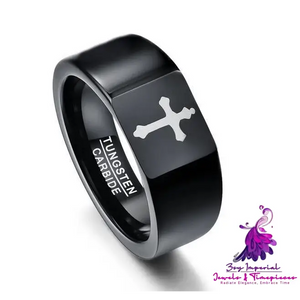 Personalized Cut Flower Tungsten Ring