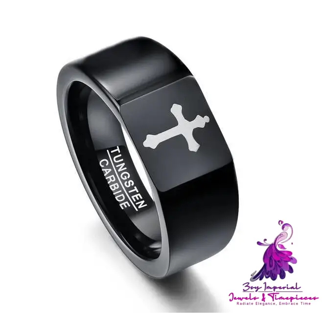 Personalized Cut Flower Tungsten Ring