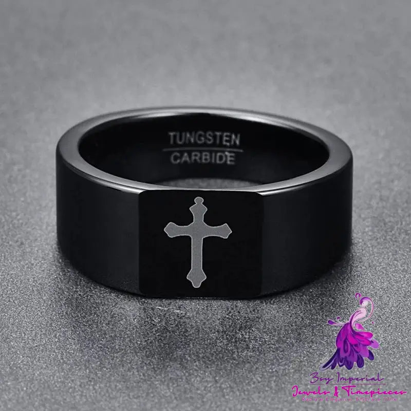 Personalized Cut Flower Tungsten Ring