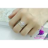 Four-Leaf Diamond Flower Ring