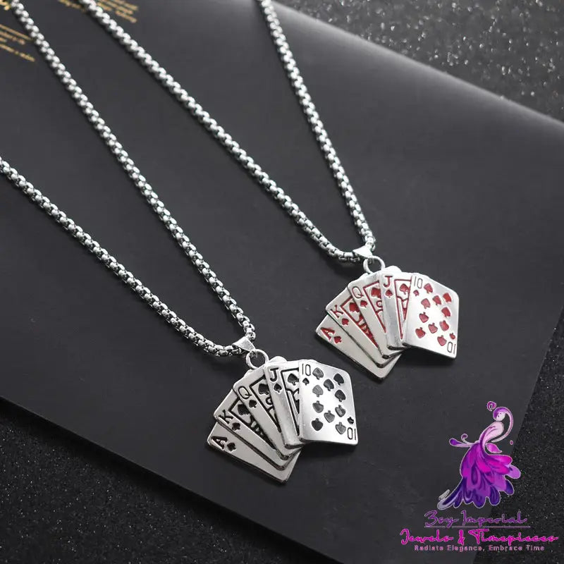 Poker Necklace Titanium Hip Hop Men