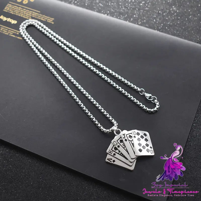 Poker Necklace Titanium Hip Hop Men