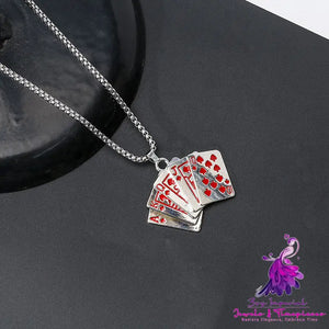 Poker Necklace Titanium Hip Hop Men