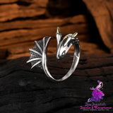 S925 Sterling Silver Flying Dragon Ring Retro Minority