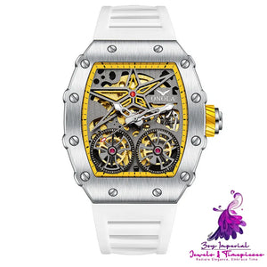 Rudder Flywheel Skeleton Automatic Watch for Men