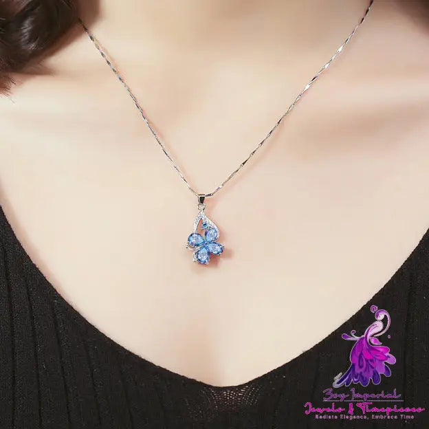 Stylish And Stylish Sea Blue Water Drop Shaped Four Leaf