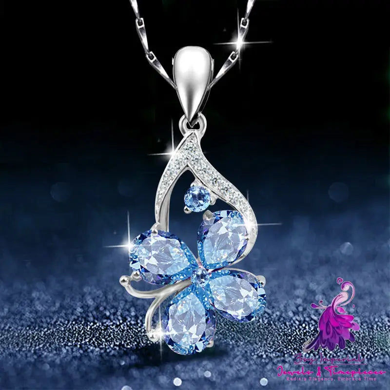 Stylish And Stylish Sea Blue Water Drop Shaped Four Leaf