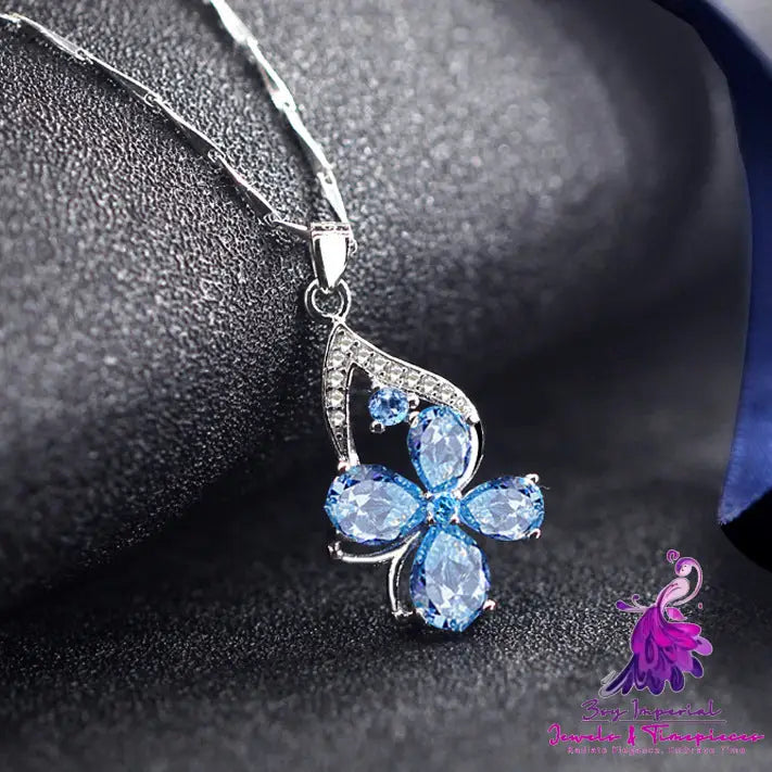 Stylish And Stylish Sea Blue Water Drop Shaped Four Leaf