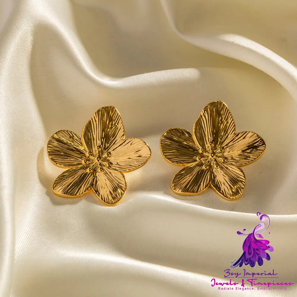 French Royal Style Metal Stud Earrings