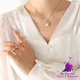 French Style Pearl Square Plate Pendant Necklace Female