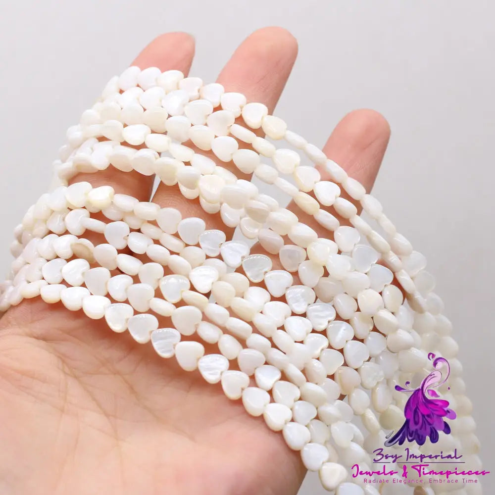 Freshwater Shell Beads Heart Shape Beads White Shell Peach