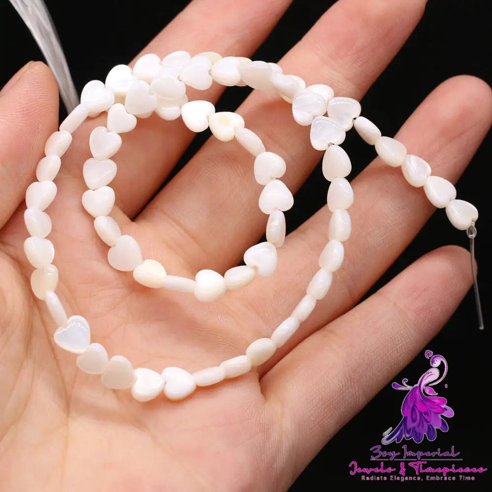 Freshwater Shell Beads Heart Shape Beads White Shell Peach