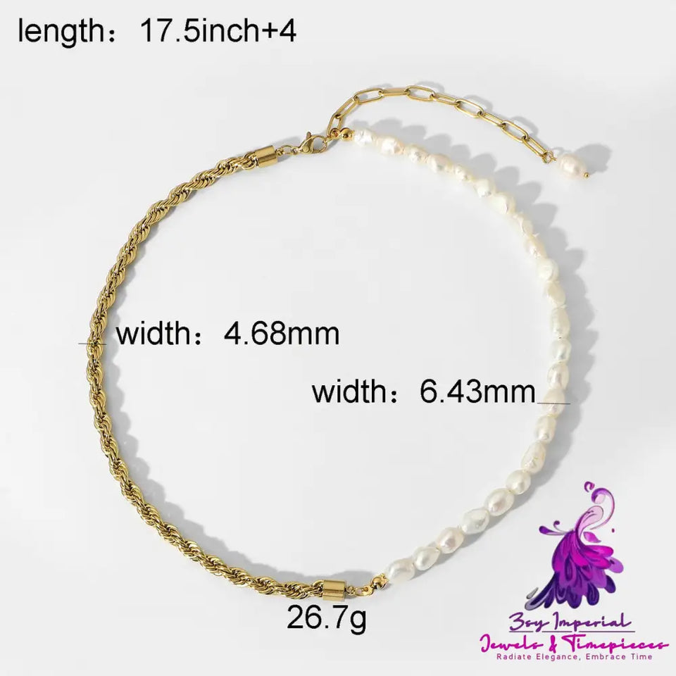 Natural Freshwater Pearl Gold Necklace