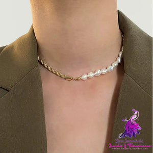 Natural Freshwater Pearl Gold Necklace