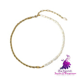 Natural Freshwater Pearl Gold Necklace