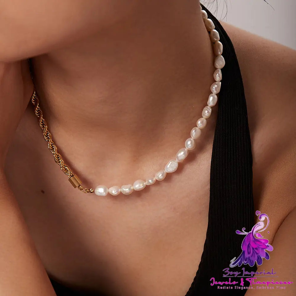 Natural Freshwater Pearl Gold Necklace