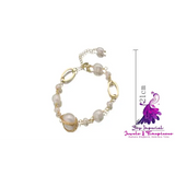 Winding Irregular Metal Natural Freshwater Pearl Bracelet