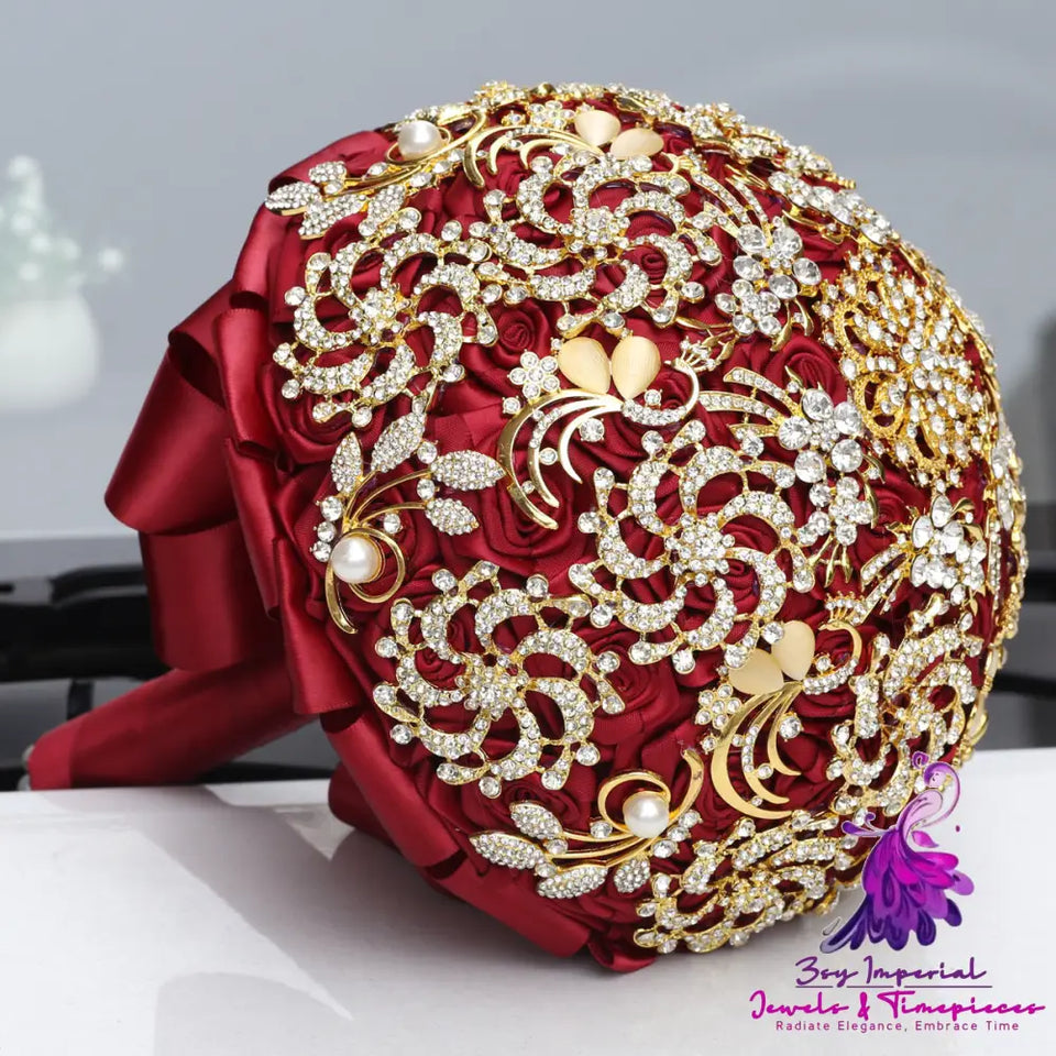 Full Diamond Golden Bridal Bouquet