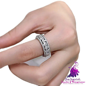 Horse Eyed Women’s Full Diamond Wide Ring Simple Style