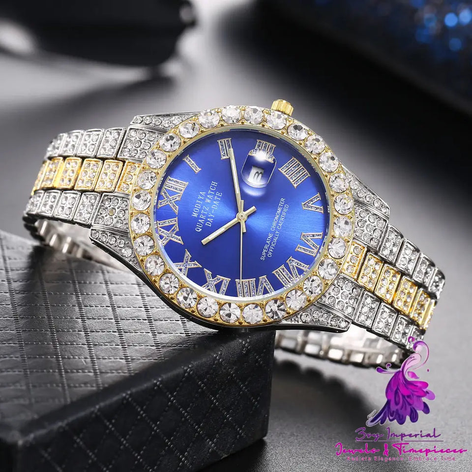 Diamond Roman Steel Band Watch