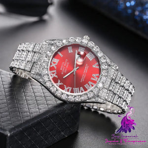 Diamond Roman Steel Band Watch