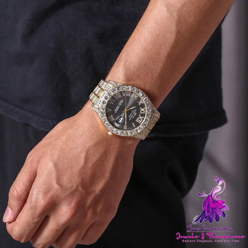 Diamond Roman Steel Band Watch