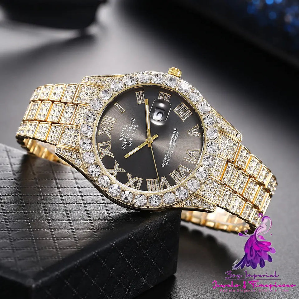 Diamond Roman Steel Band Watch