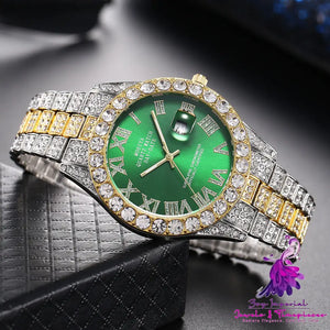 Diamond Roman Steel Band Watch