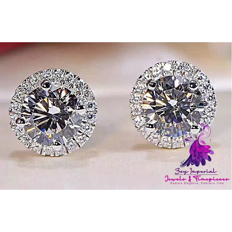 Classic Full Rhinestone Stud Earrings for Women